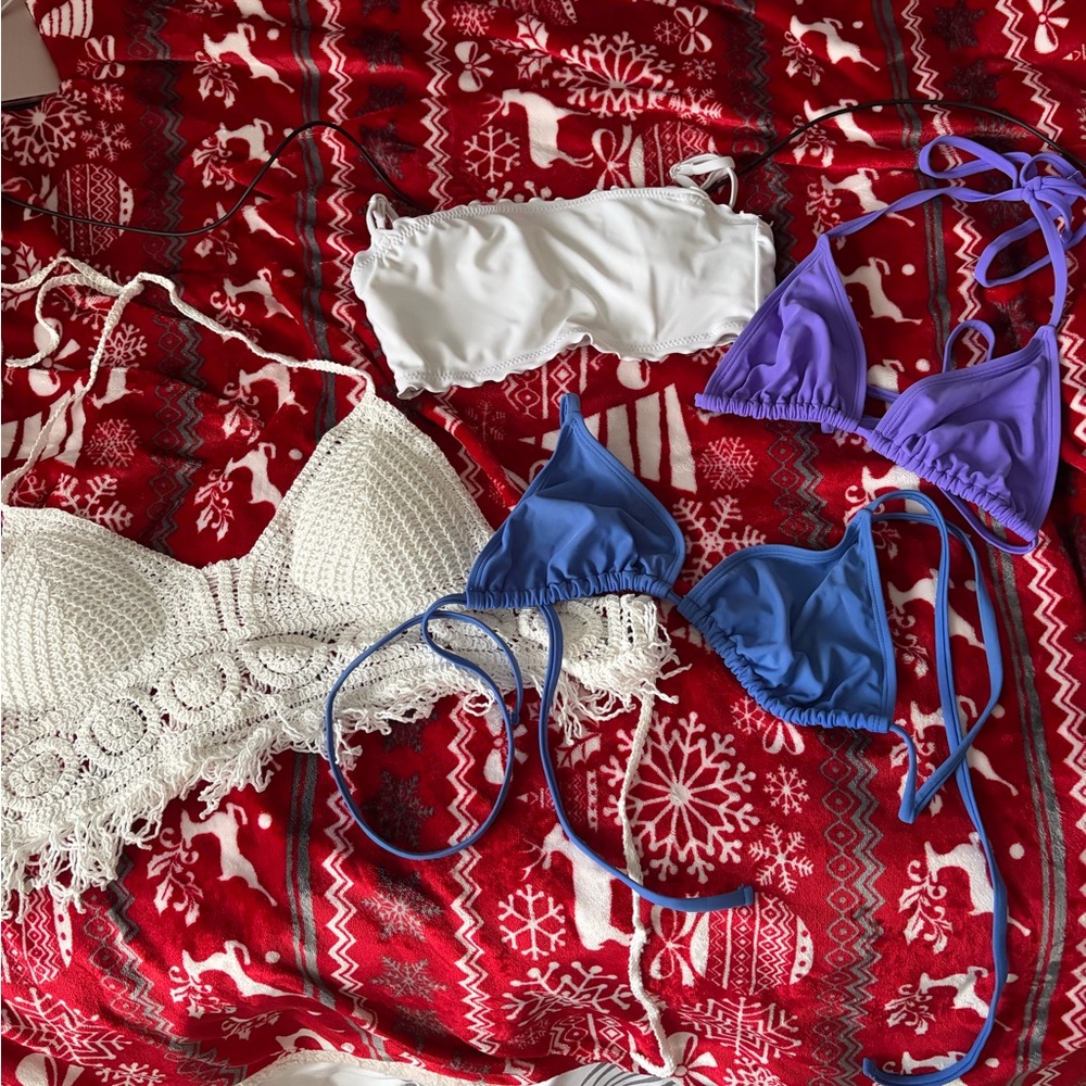 Colorful Bikini Top Set + A White Coverup